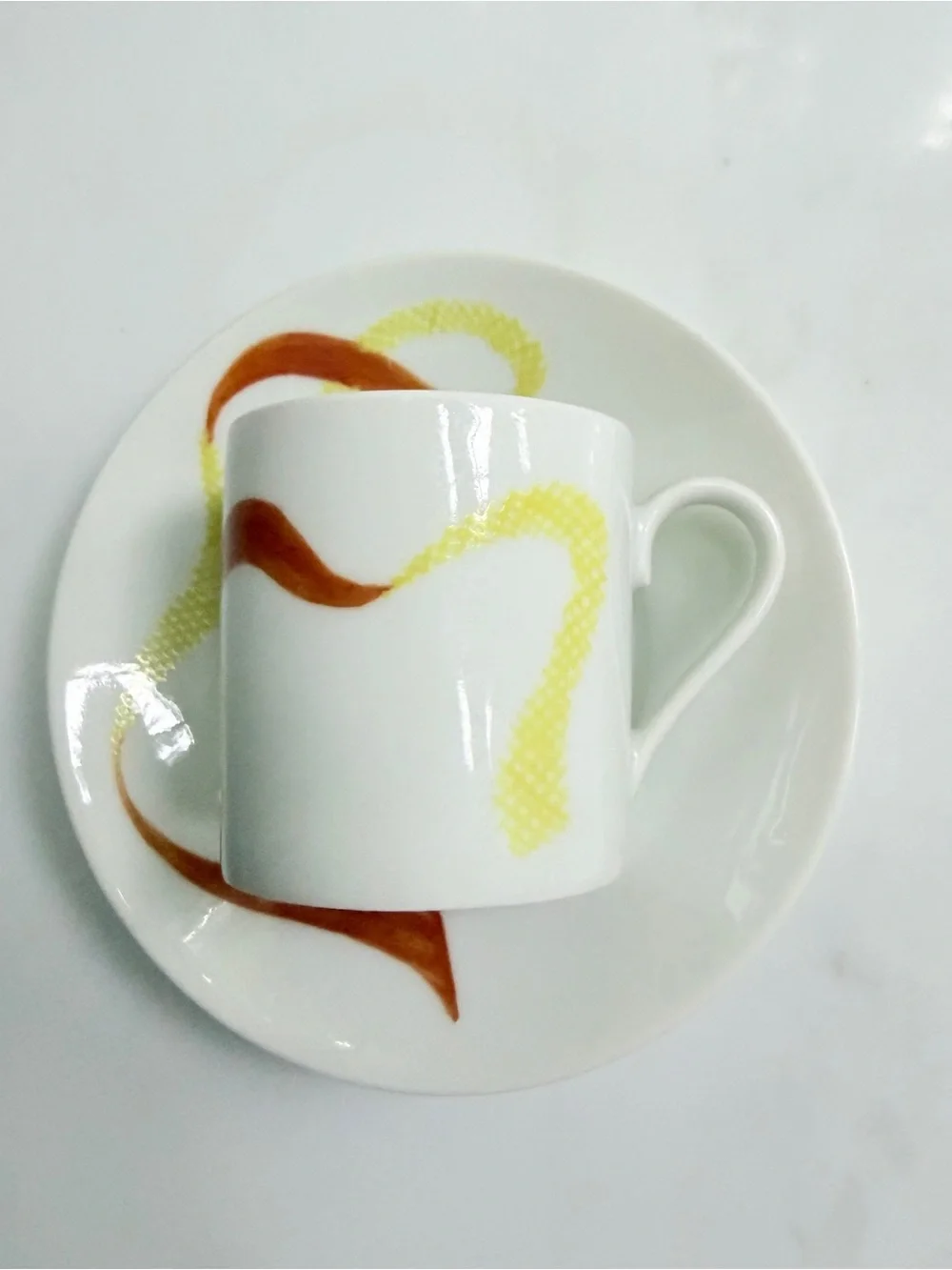 Vintage Limoges Porcelain Espresso Demitasse Cup Saucer dancing ribbons 2 Set